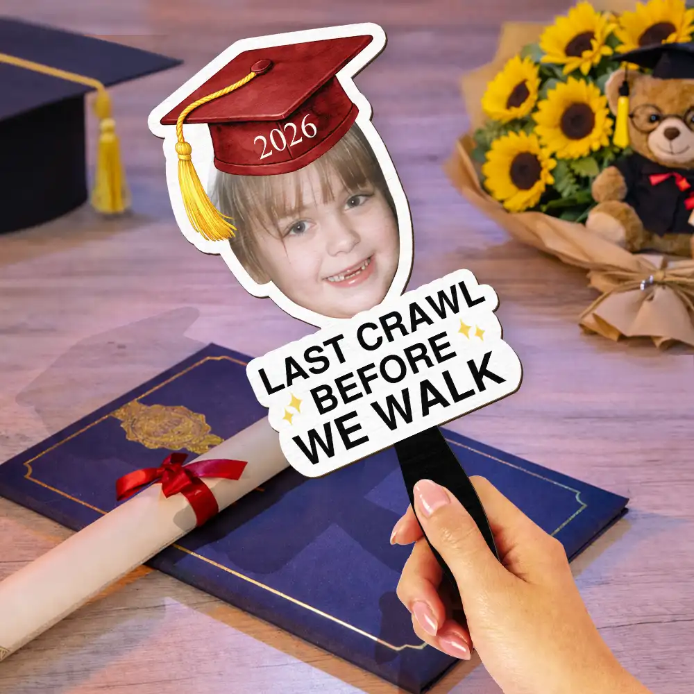 Custom Photo Childhood Look Who's Graduated Grad Props - Personalized Graduation Handheld Fan - Image 4