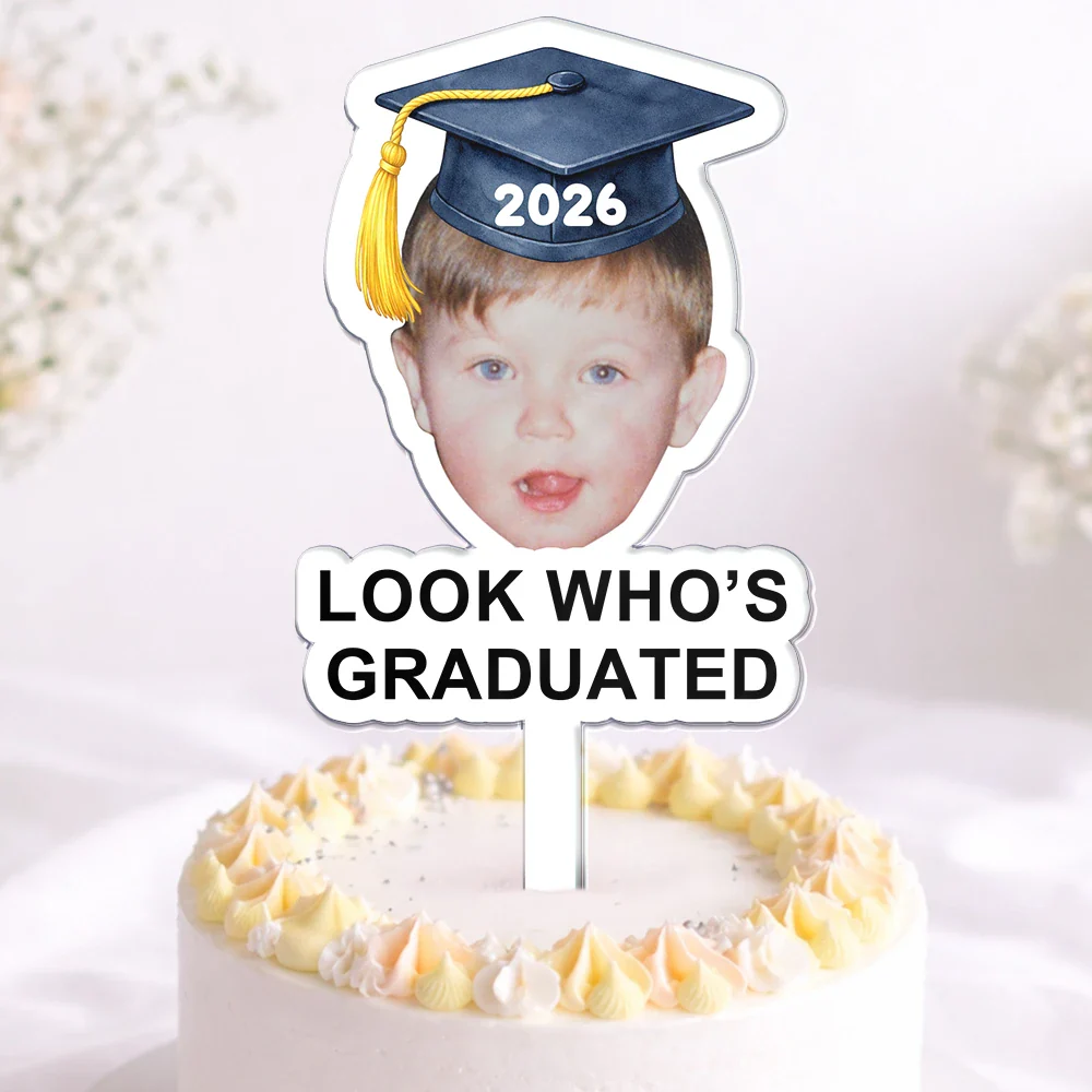 Custom Photo Childhood Look Who's Graduated - Personalized Acrylic Cake Topper - Image 4