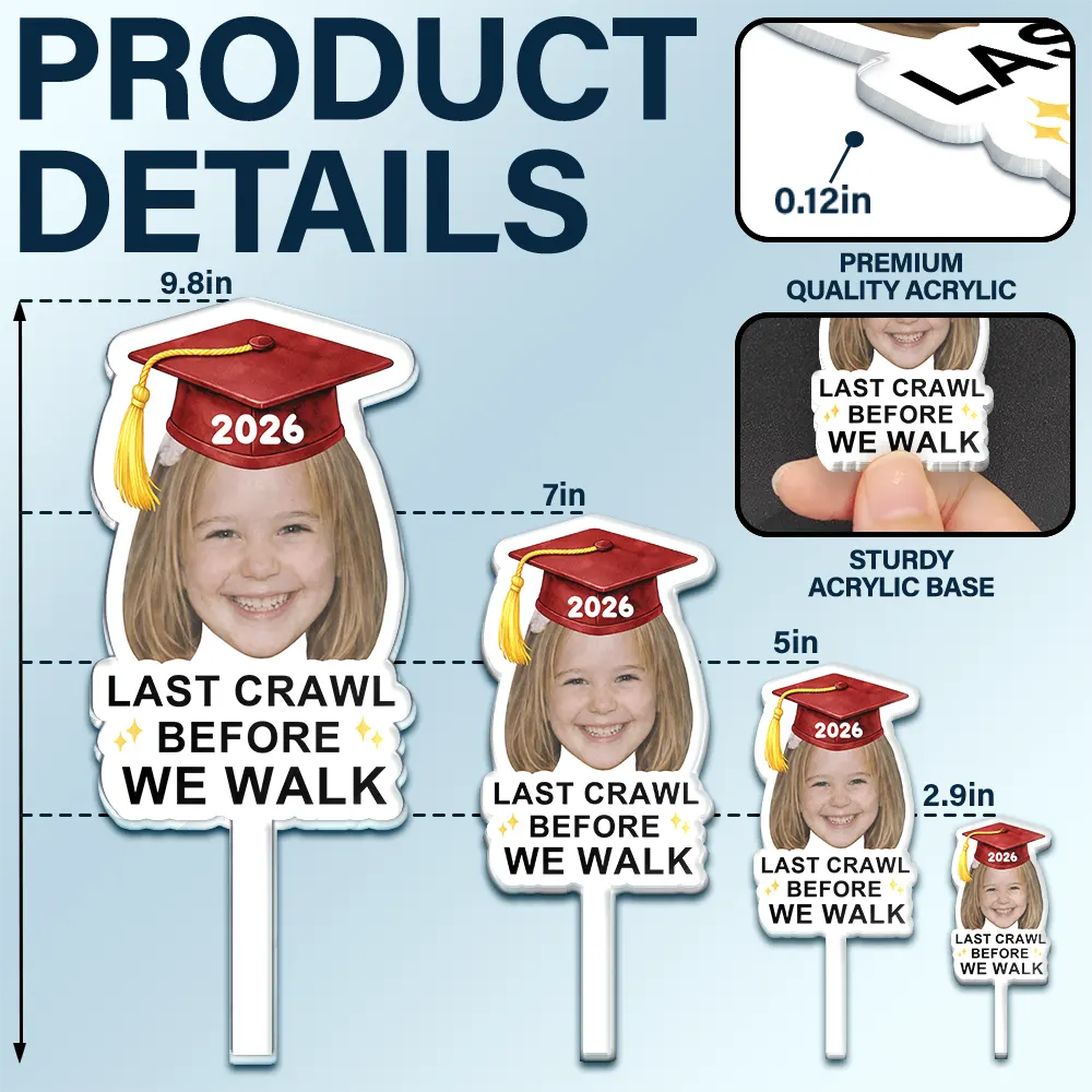 Custom Photo Childhood Look Who's Graduated - Personalized Acrylic Cake Topper - Image 6