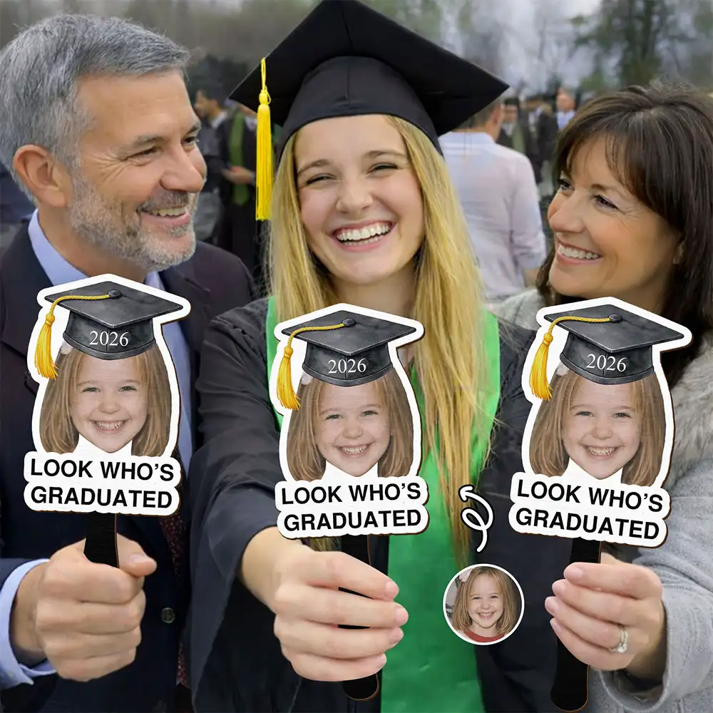Custom Photo Childhood Look Who's Graduated - Personalized Graduation Handheld Fan - Image 4