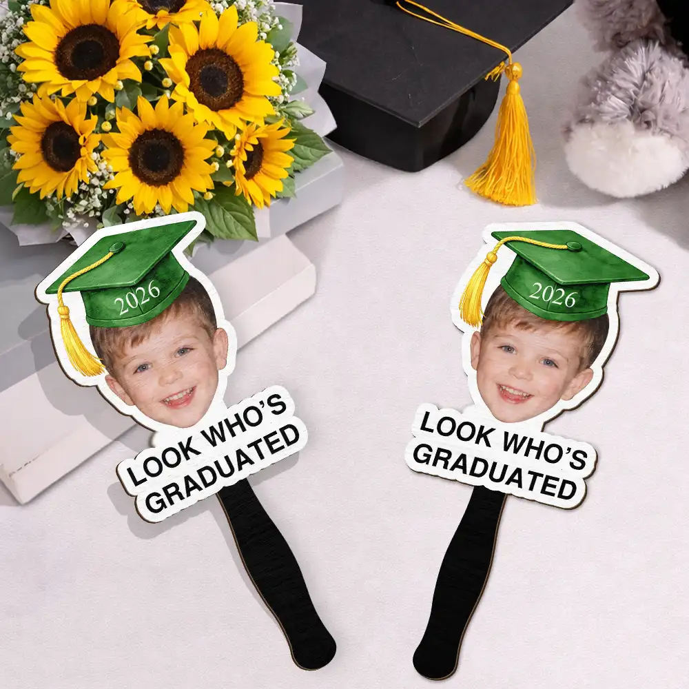Custom Photo Childhood Look Who's Graduated - Personalized Graduation Handheld Fan - Image 5