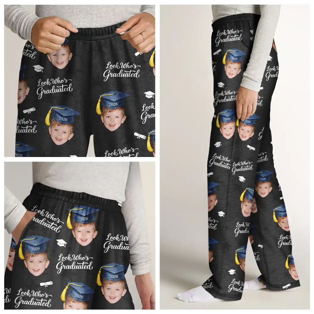 Custom Photo Childhood Look Who's Graduated - Personalized Pajama Pants - Image 7