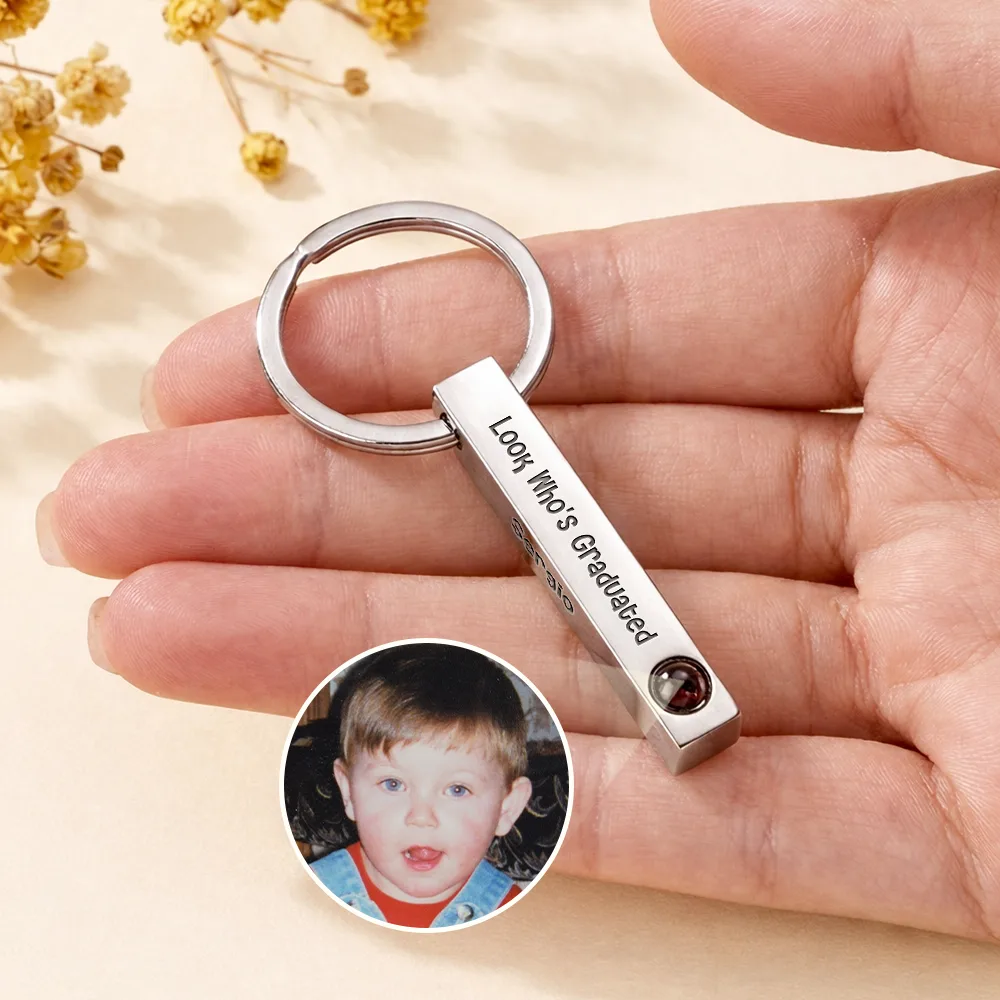 Custom Photo Childhood Look Who's Graduated - Personalized Photo Projection Keychain - Image 3