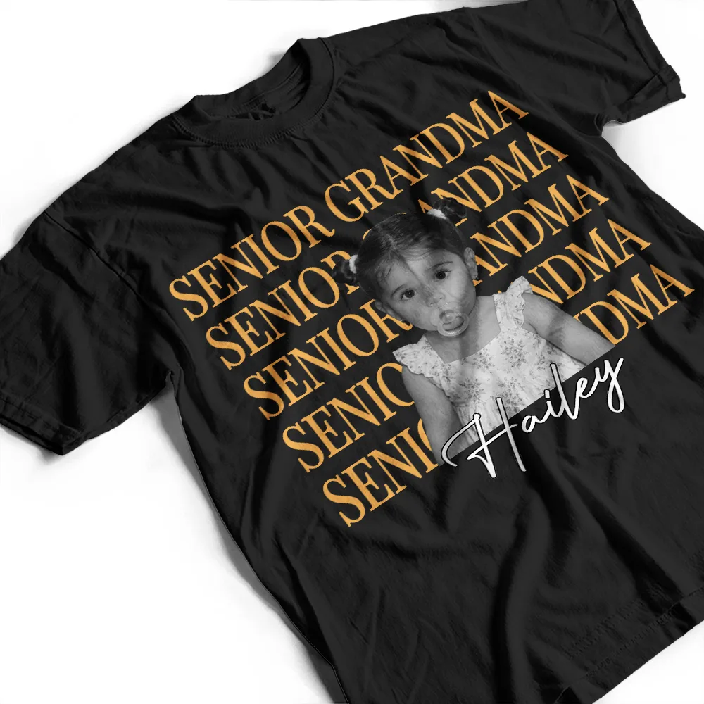 Custom Photo Childhood Senior Mom - Personalized T Shirt - Image 5