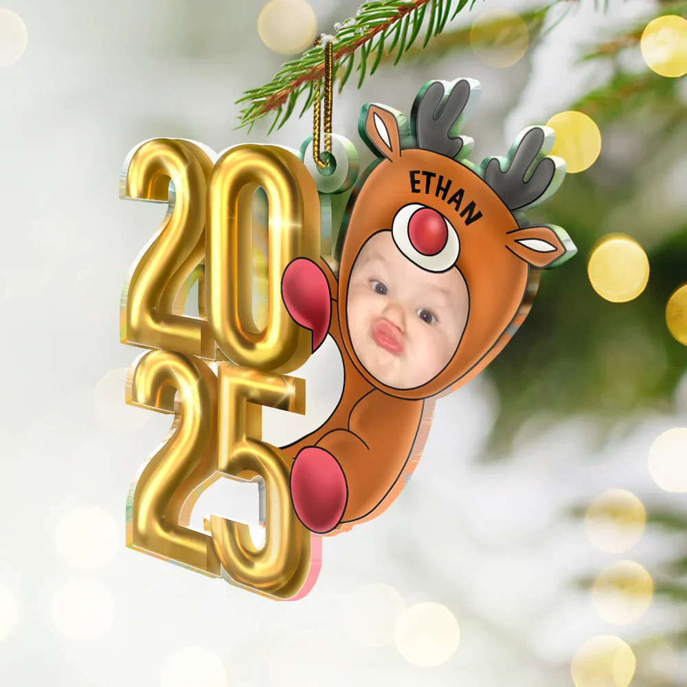 Custom Photo Christmas Santa Baby - Personalized Cutout Acrylic Ornament - Image 3