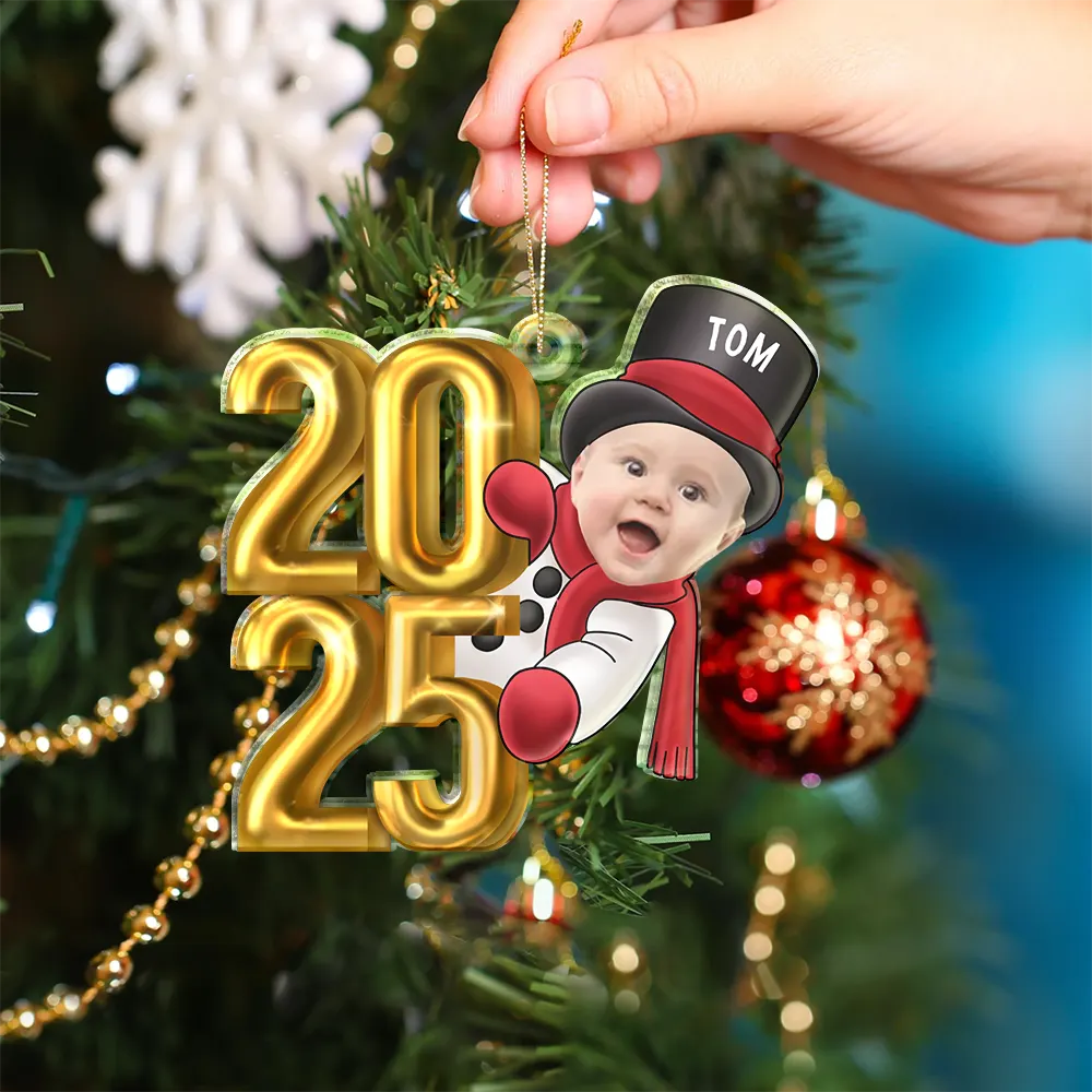Custom Photo Christmas Santa Baby - Personalized Cutout Acrylic Ornament - Image 5