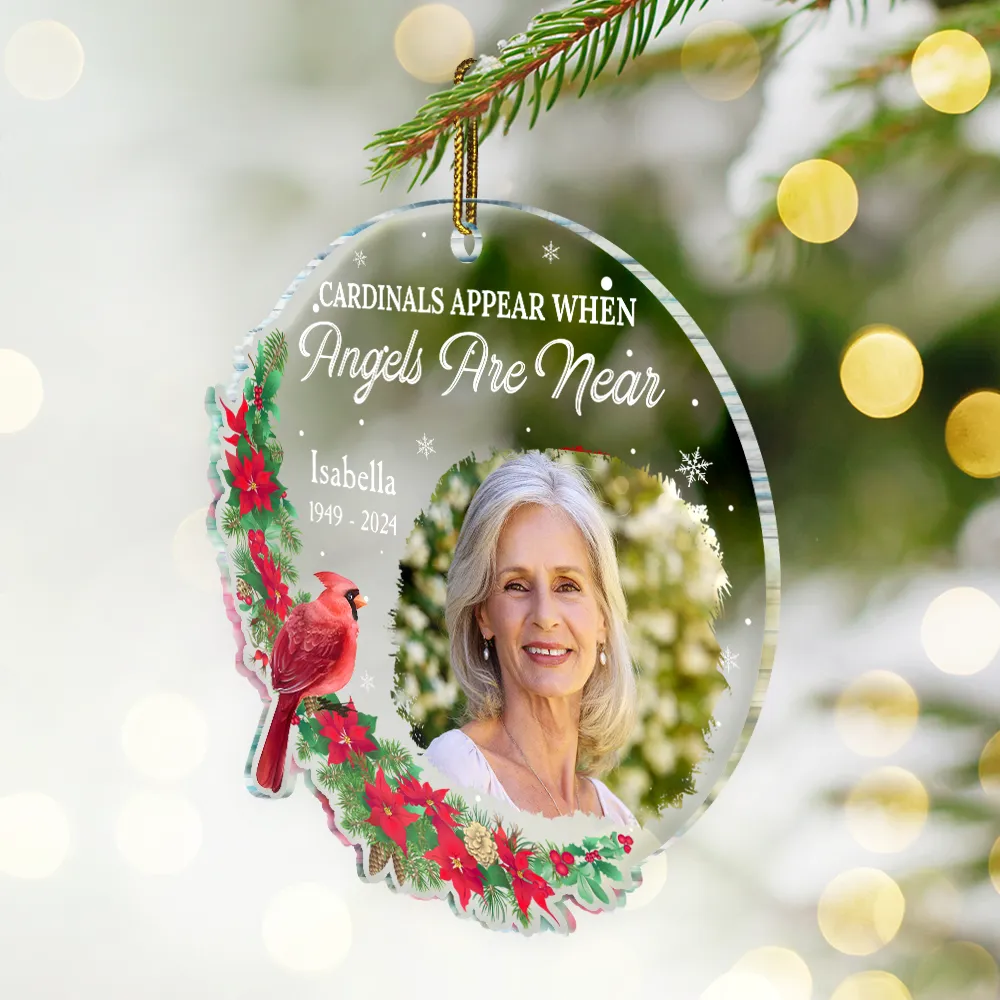 Custom Photo Christmas Although You Can Not See Me - Personalized Custom Shaped Acrylic Ornament - Image 2