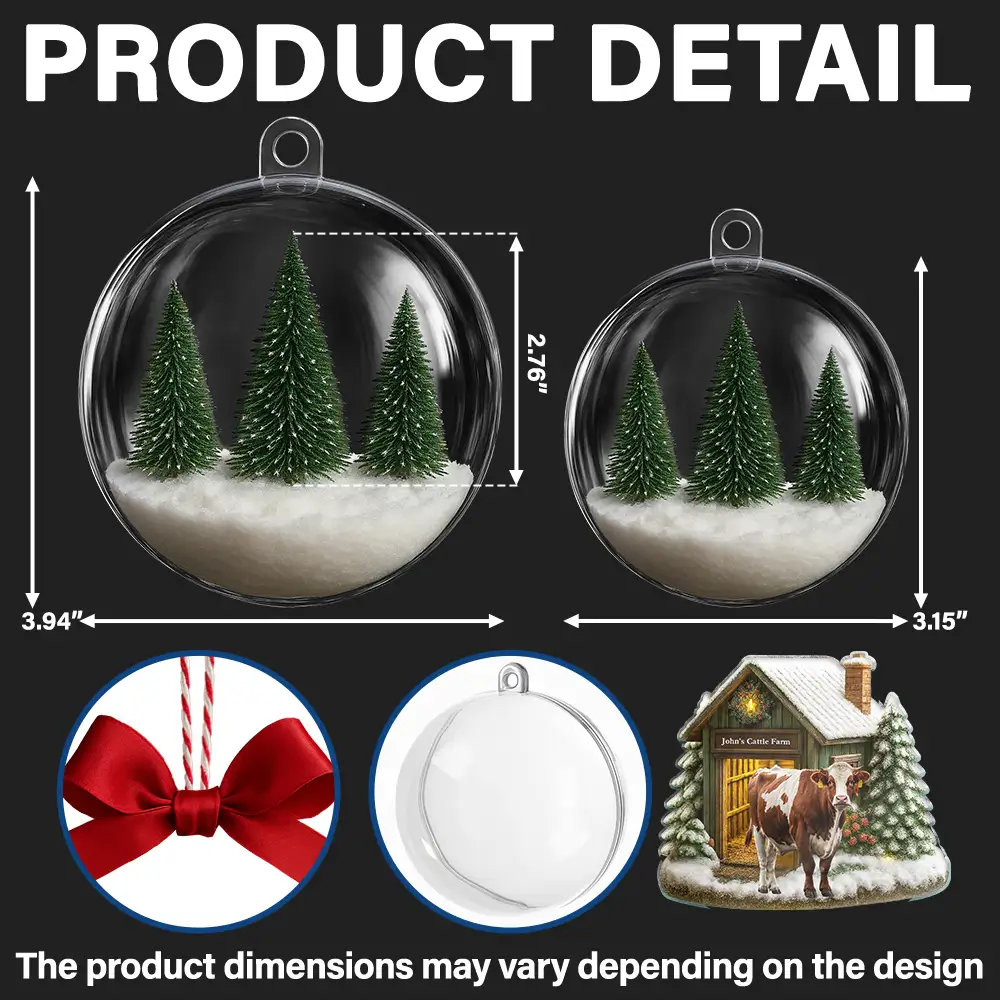 Custom Photo Christmas Animal Farm - Personalized 3D Acrylic Ball Ornament - Image 3