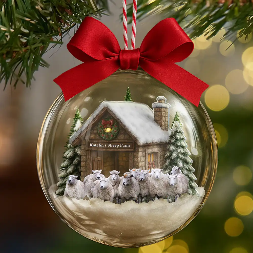 Custom Photo Christmas Animal Farm - Personalized 3D Acrylic Ball Ornament - Image 7
