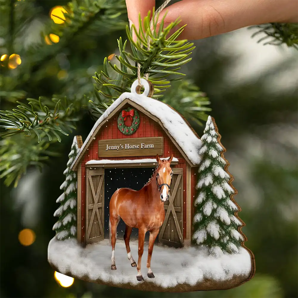 Custom Photo Christmas Animal Farm - Personalized Custom Shaped Wooden Ornament - Image 3