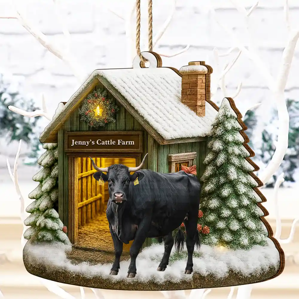 Custom Photo Christmas Animal Farm - Personalized Custom Shaped Wooden Ornament - Image 5