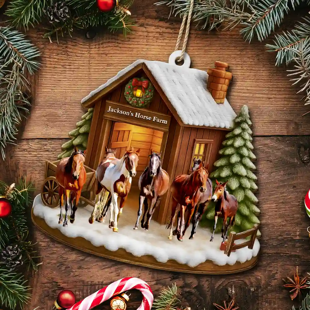 Custom Photo Christmas Animal Farm - Personalized Custom Shaped Wooden Ornament - Image 6