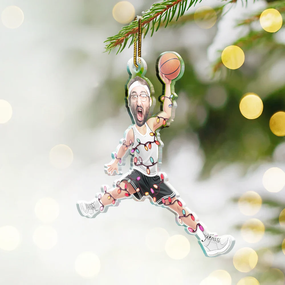 Custom Photo Christmas Basketball Players - Personalized Custom Shaped Acrylic Ornament - Image 3