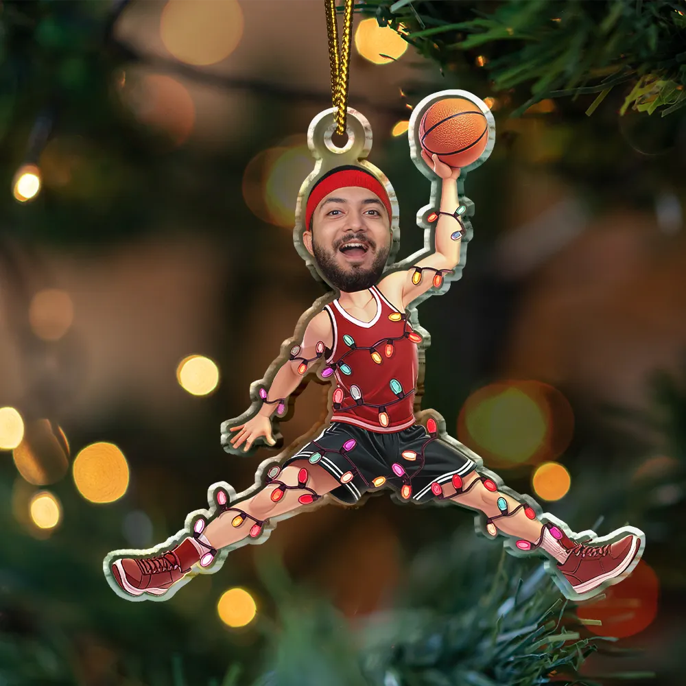Custom Photo Christmas Basketball Players - Personalized Custom Shaped Acrylic Ornament - Image 4
