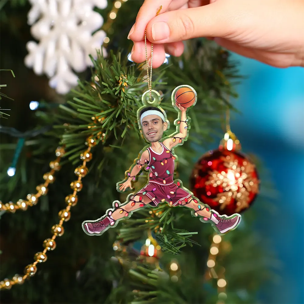Custom Photo Christmas Basketball Players - Personalized Custom Shaped Acrylic Ornament - Image 5
