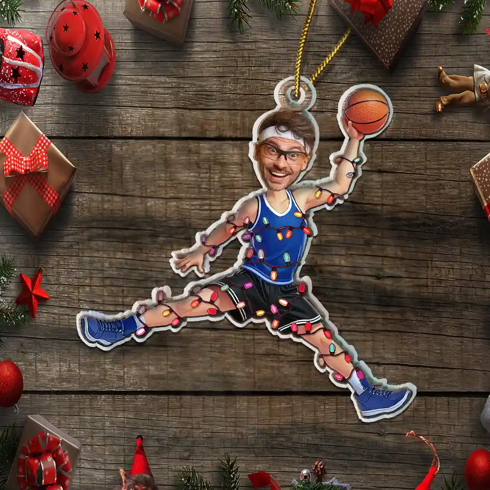 Custom Photo Christmas Basketball Players - Personalized Custom Shaped Acrylic Ornament - Image 6