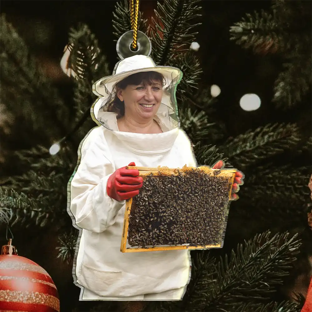 Custom Photo Christmas Bee Farmer Decorations - Personalized Acrylic Photo Ornament - Image 4