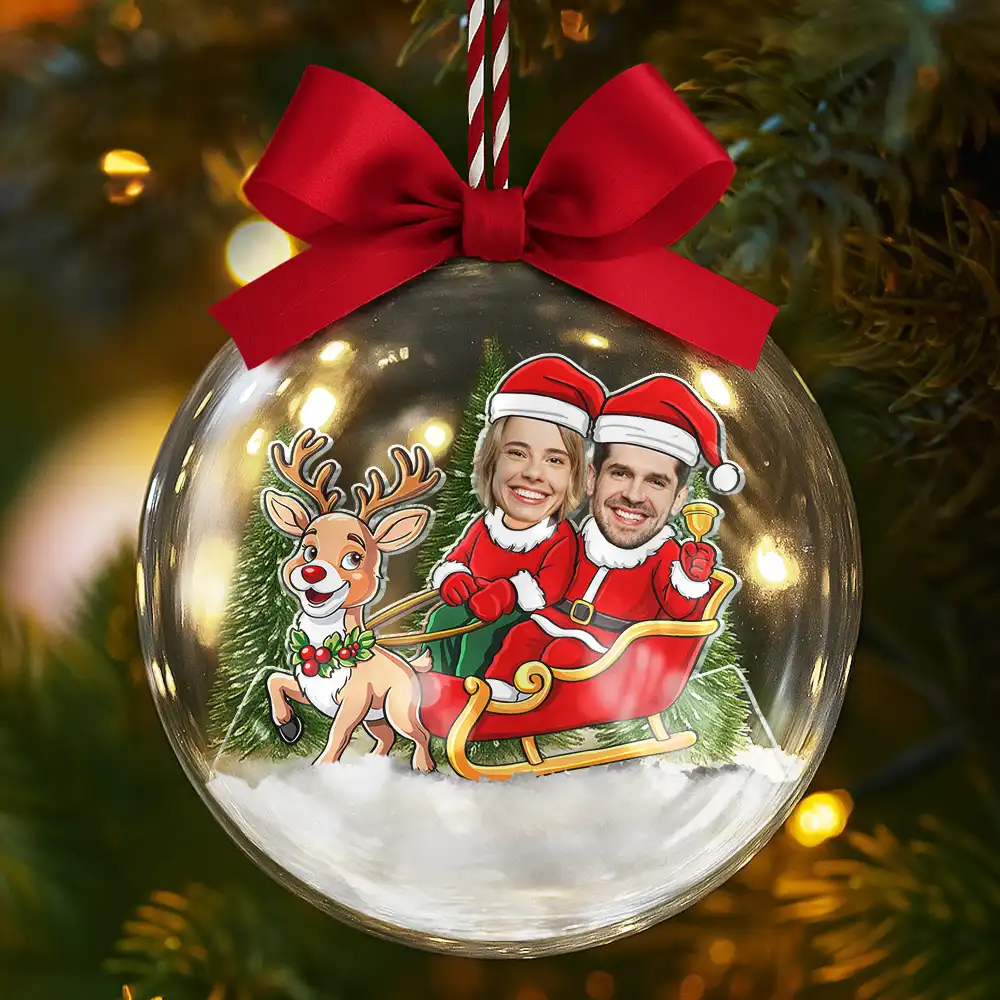 Custom Photo Christmas Characters Couple - Personalized 3D Acrylic Ball Ornament - Image 6