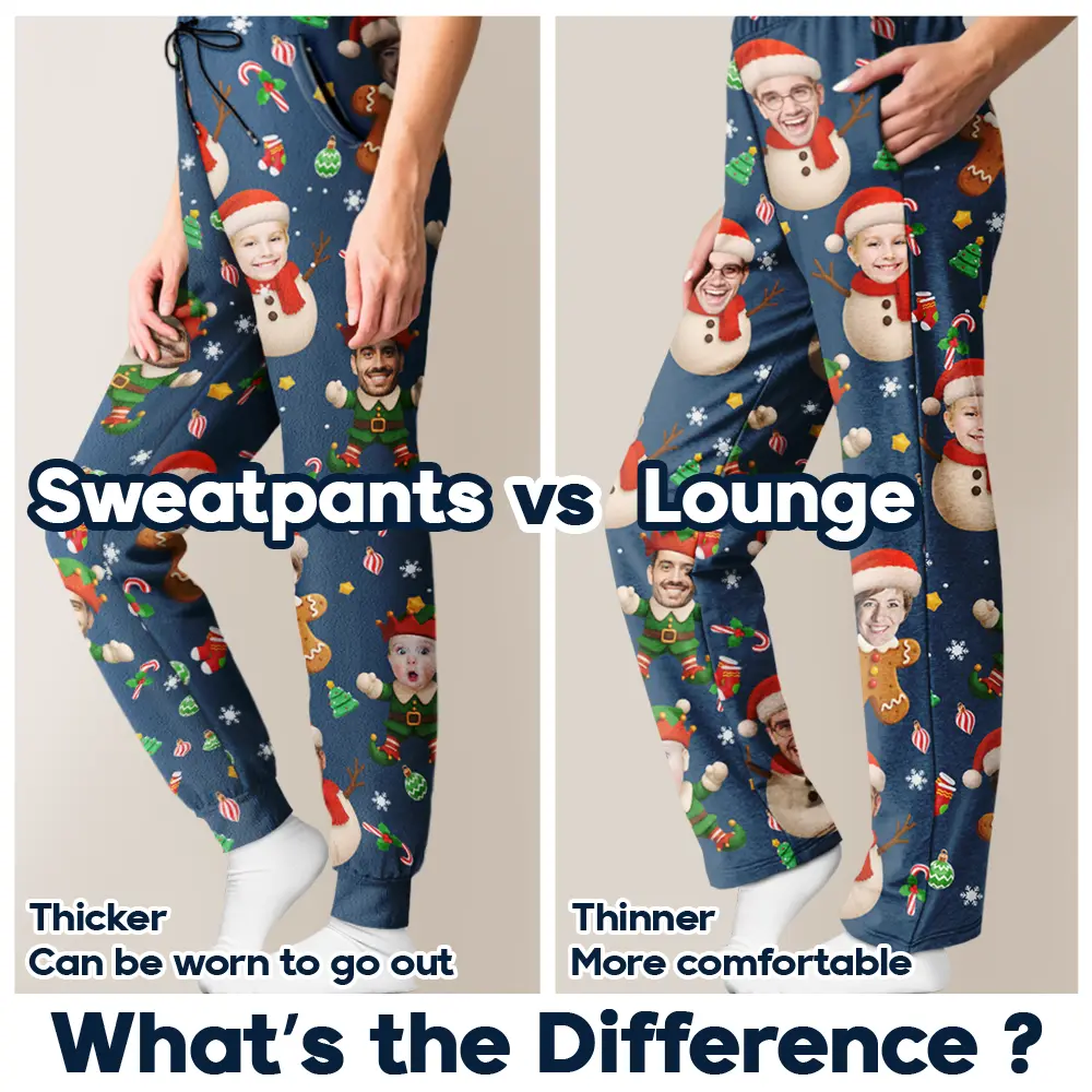 Custom Photo Christmas Characters Funny Face - Personalized Pajama Pants - Image 7