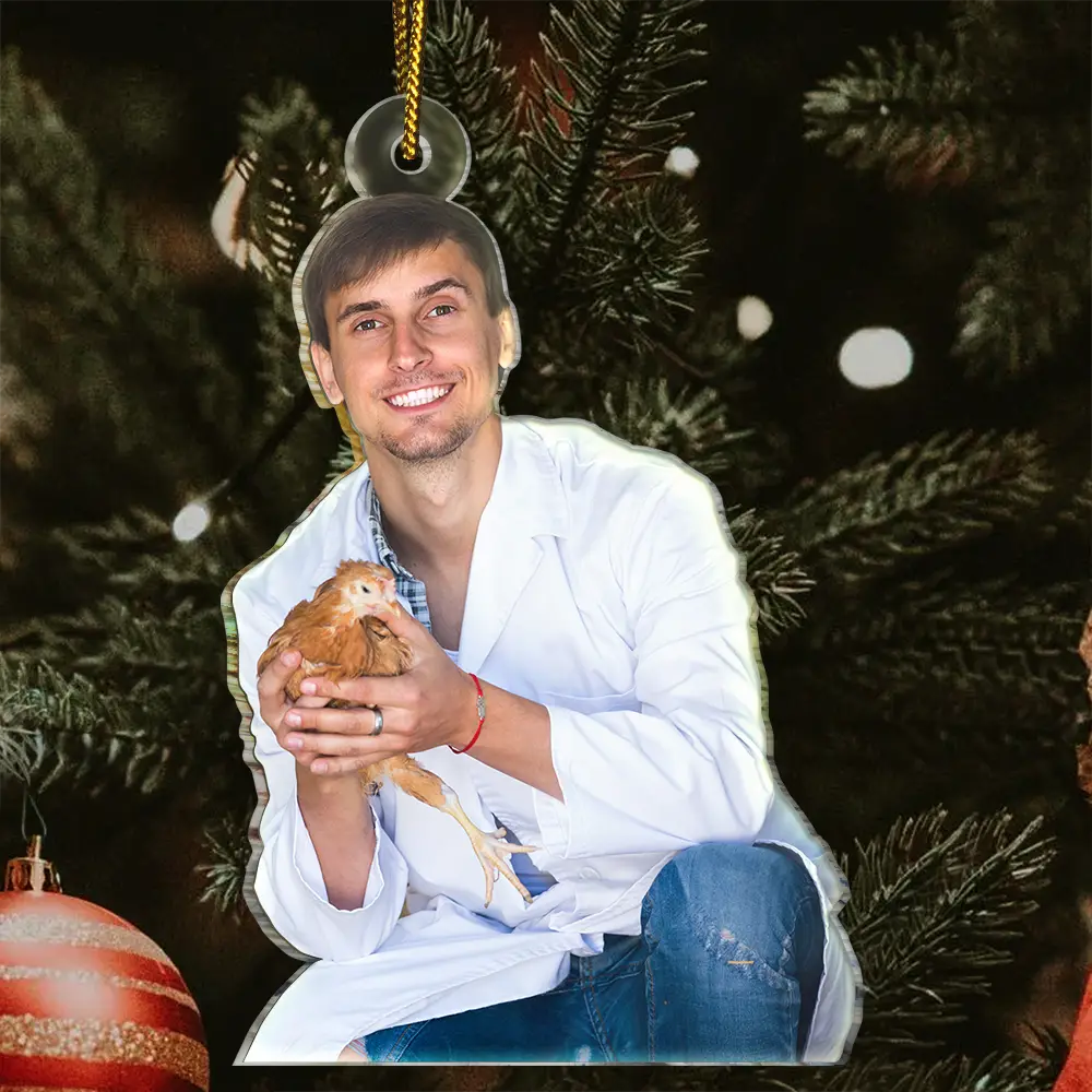 Custom Photo Christmas Chicken Farmer Decorations - Personalized Acrylic Photo Ornament - Image 4