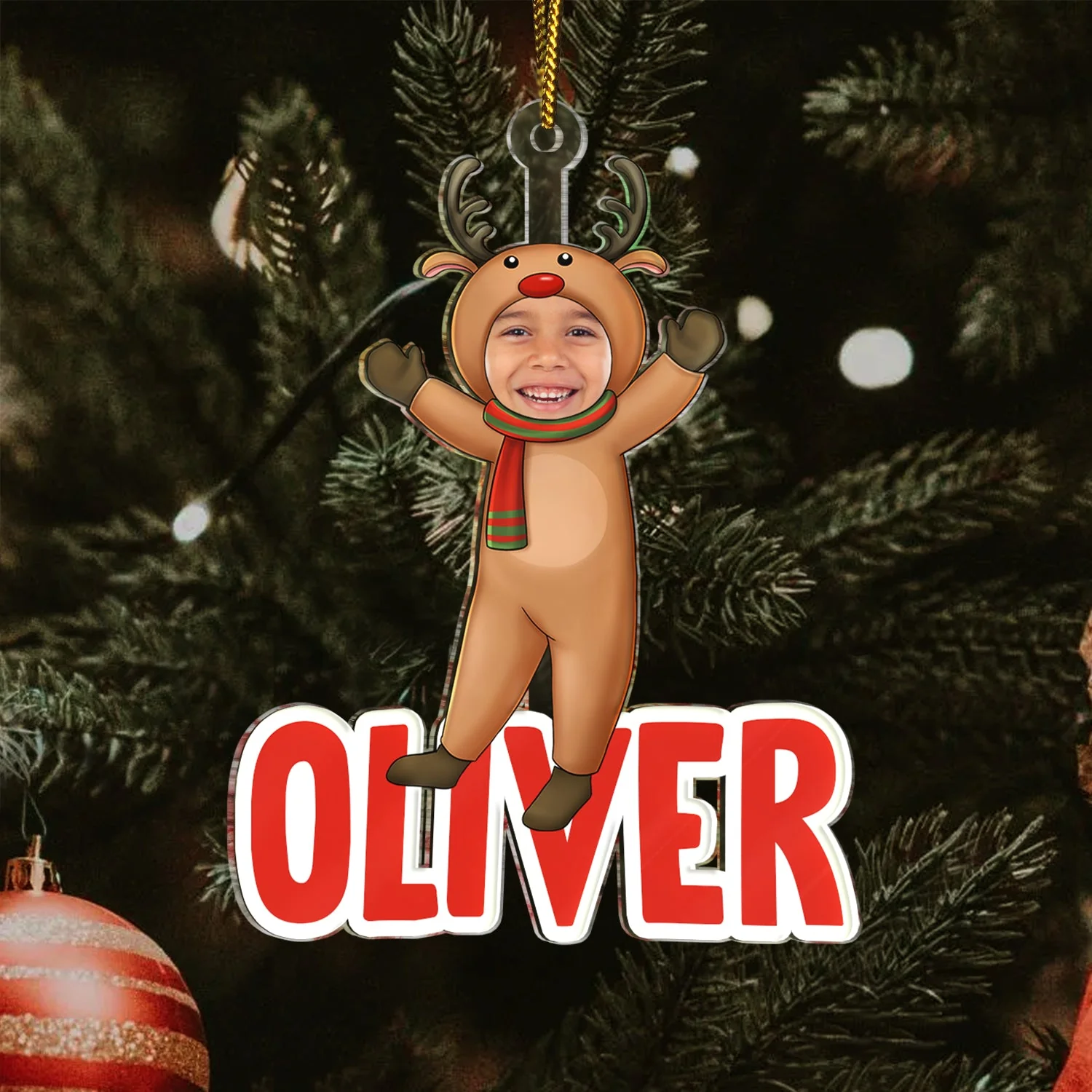 Custom Photo Christmas Cosplay Grandkids - Christmas, Loving Gift For Grandpa, Grandma, Grandparents - Personalized Cutout Acrylic Ornament - Image 4