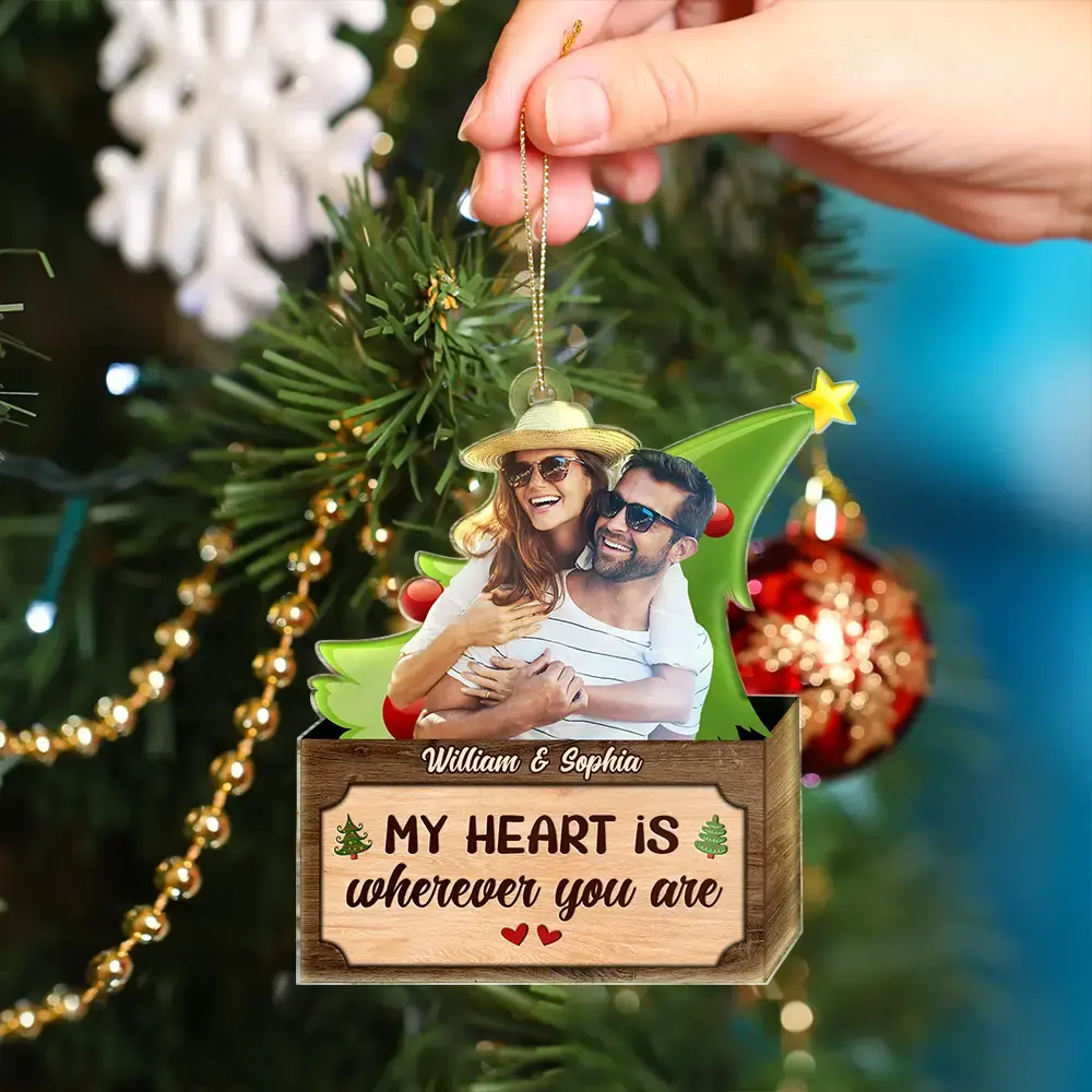 Custom Photo Christmas Couple From Our First Kiss Till Our Last Breath - Personalized Cutout Acrylic Ornament - Image 5
