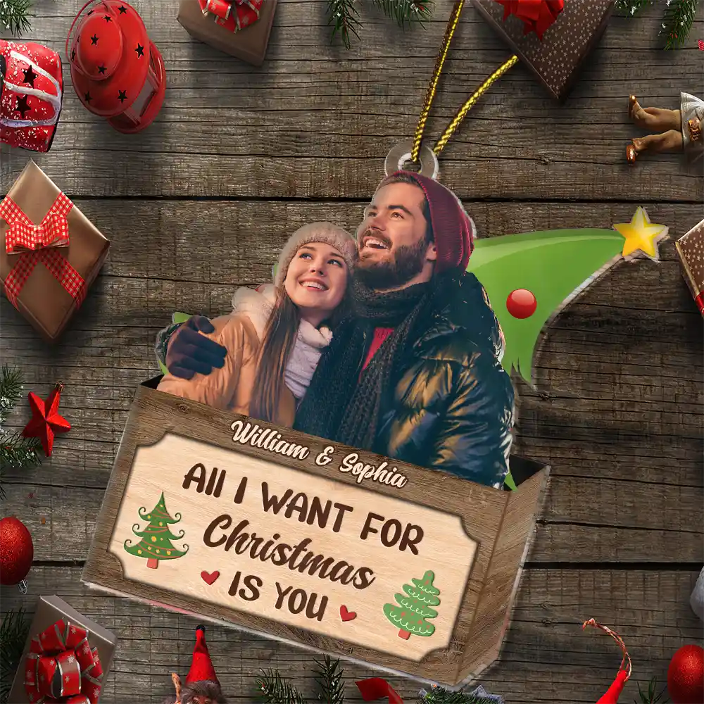 Custom Photo Christmas Couple From Our First Kiss Till Our Last Breath - Personalized Cutout Acrylic Ornament - Image 7