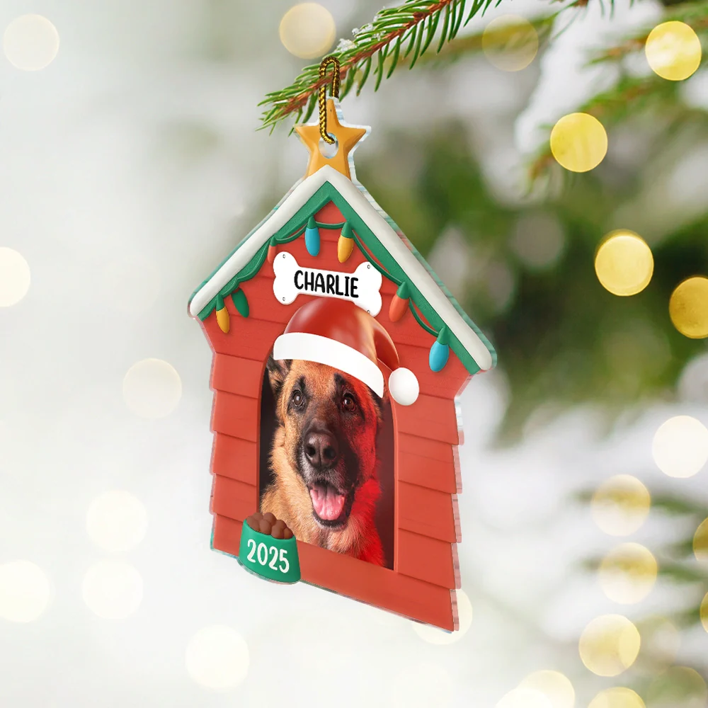 Custom Photo Christmas Dog House - Personalized Custom Shaped Acrylic Ornament - Image 2