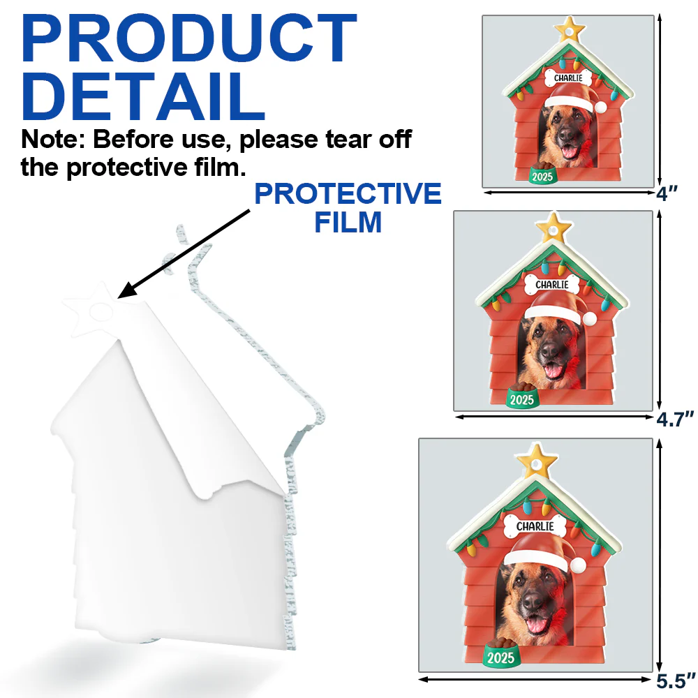 Custom Photo Christmas Dog House - Personalized Custom Shaped Acrylic Ornament - Image 6