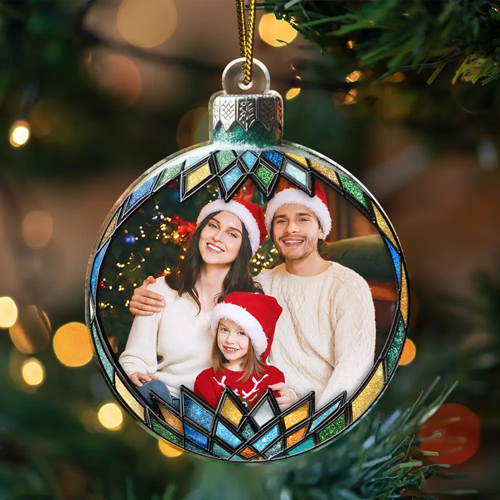 Custom Photo Christmas Family Couple Sibling Memorial - Personalized Custom Shaped Acrylic Ornament - Image 3