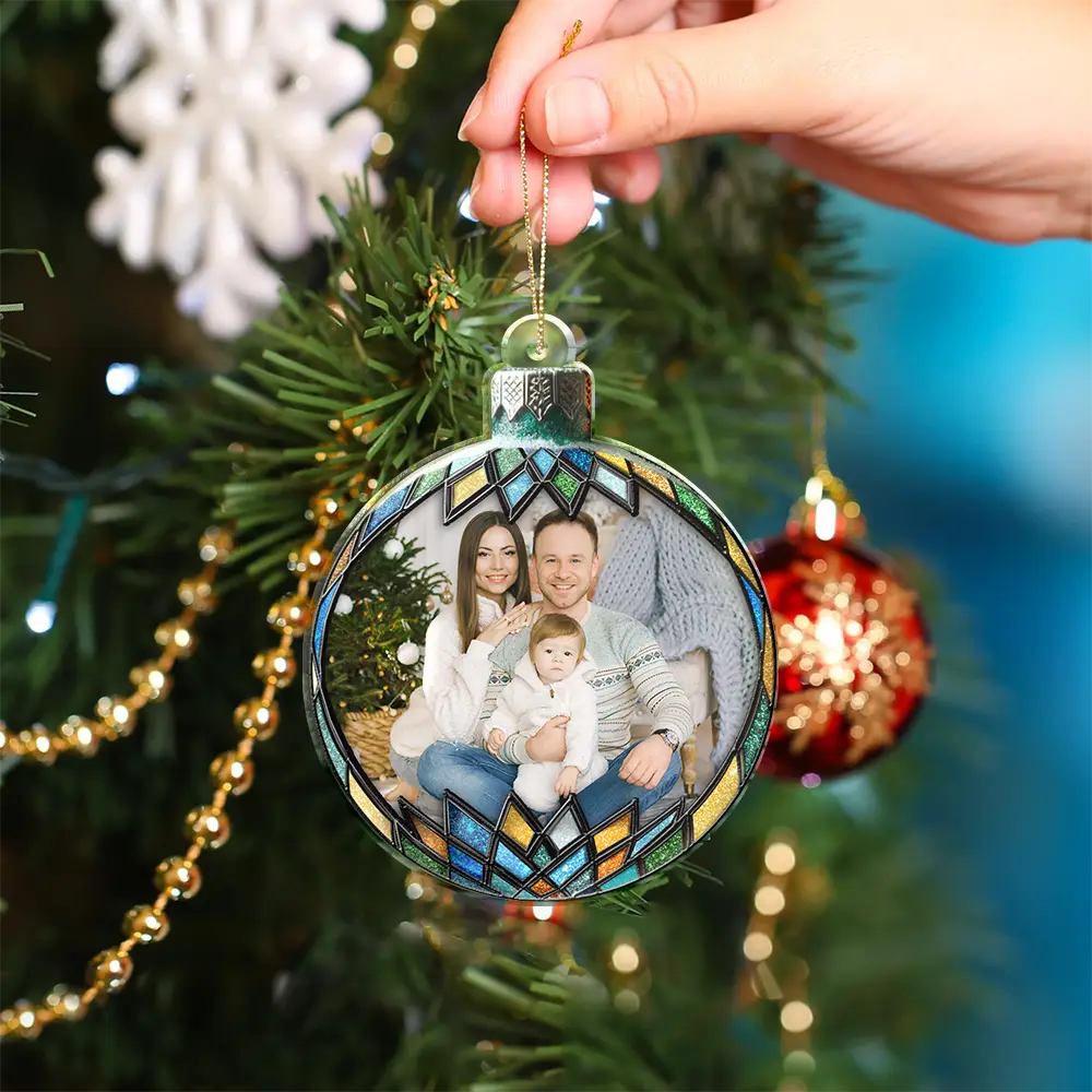 Custom Photo Christmas Family Couple Sibling Memorial - Personalized Custom Shaped Acrylic Ornament - Image 4