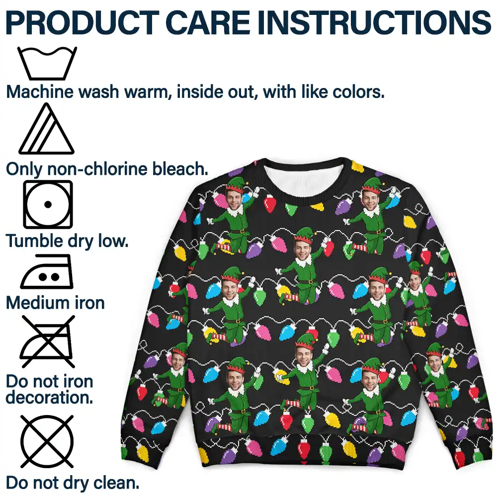 Custom Photo Christmas Family Elves - Personalized Unisex Ugly Sweater - Image 7