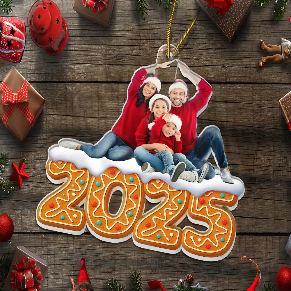 Custom Photo Christmas Family Gingerbread - Personalized Custom Shaped Acrylic Ornament - Image 6