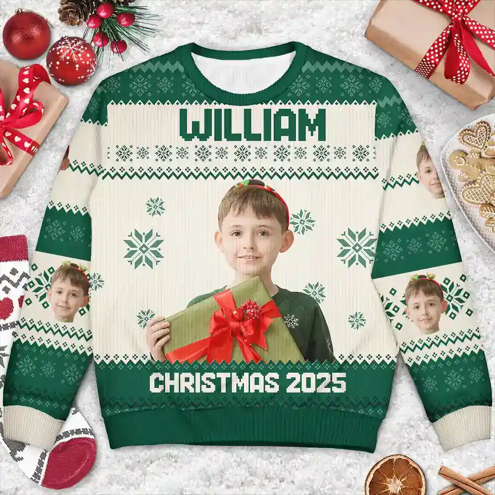 Custom Photo Christmas Family Matching Sweater - Personalized Unisex Ugly Sweater - Image 4