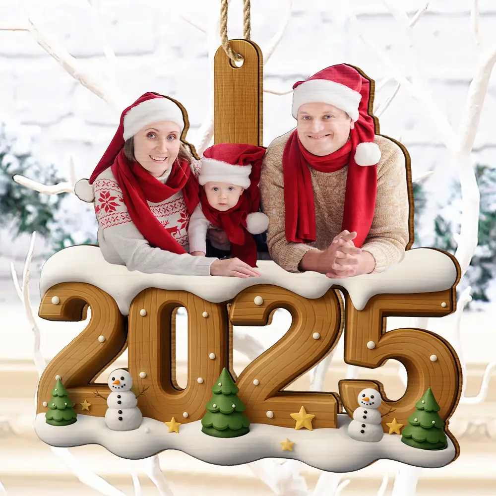 Custom Photo Christmas Family - Personalized Custom Shaped Wooden Ornament - Image 5