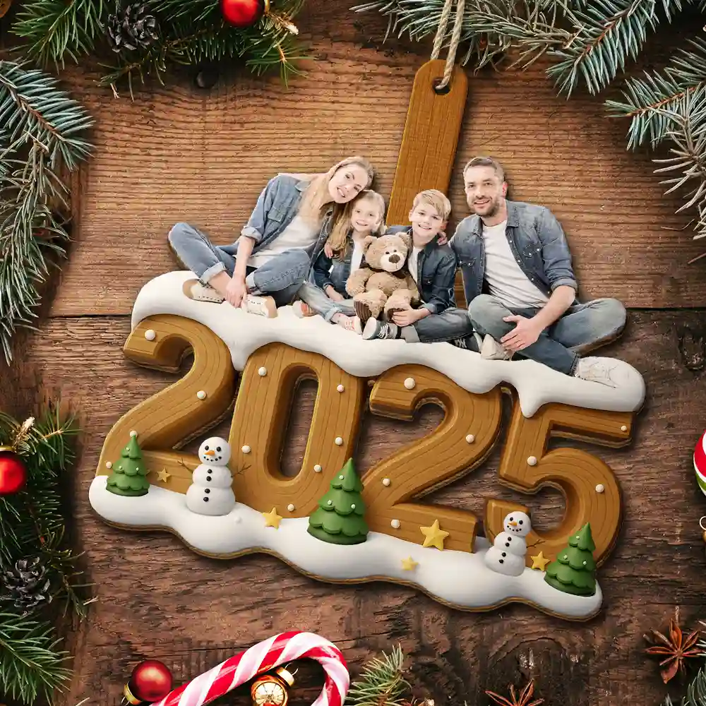 Custom Photo Christmas Family - Personalized Custom Shaped Wooden Ornament - Image 6