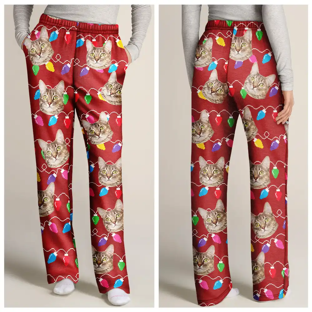 Custom Photo Christmas Family Pet Face - Personalized Sweatpants - Image 4