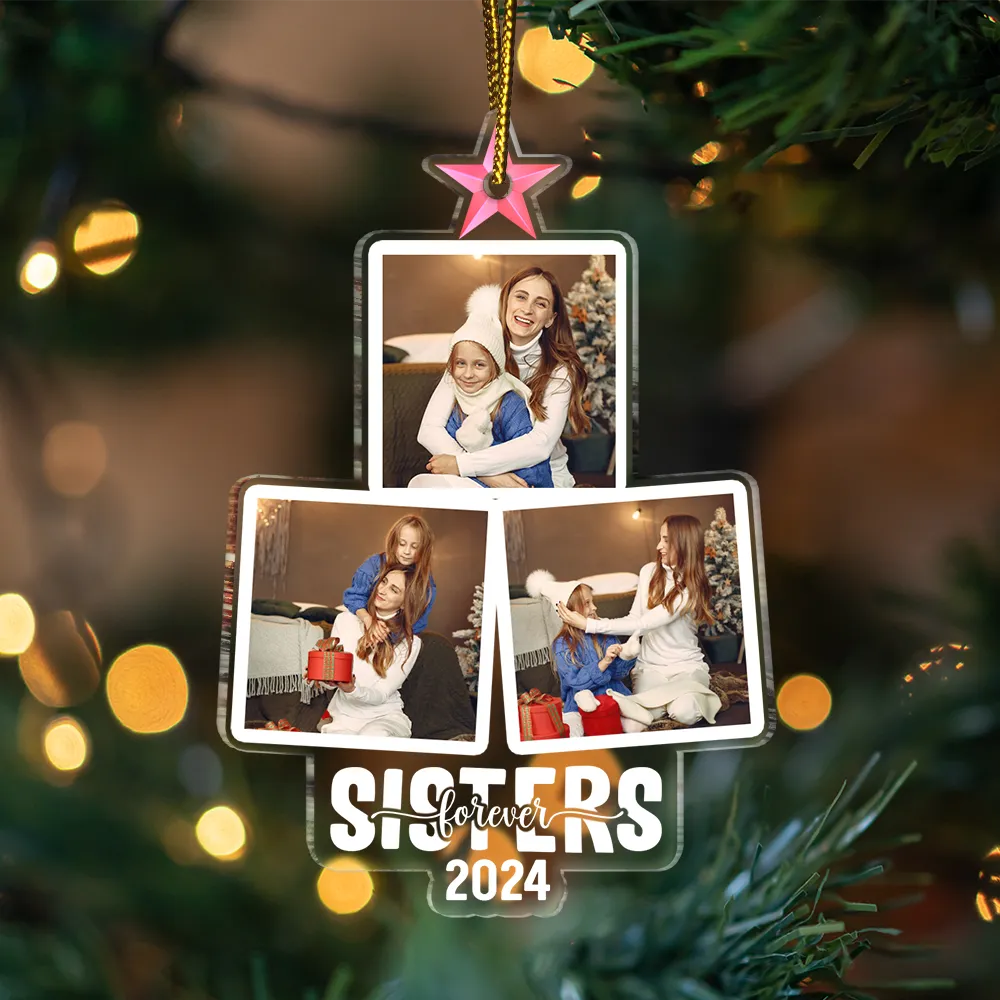 Custom Photo Christmas Family Tree Photo - Personalized Custom Shaped Acrylic Ornament - Image 3