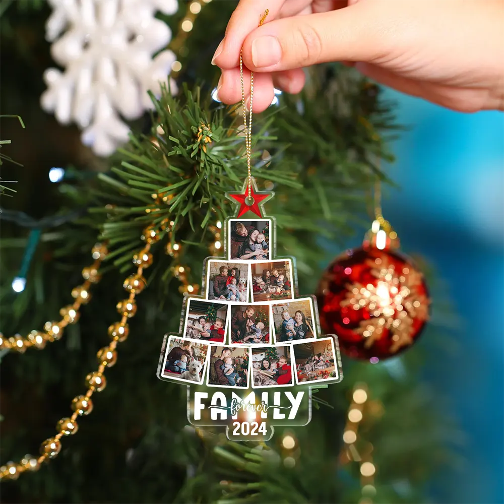 Custom Photo Christmas Family Tree Photo - Personalized Custom Shaped Acrylic Ornament - Image 4