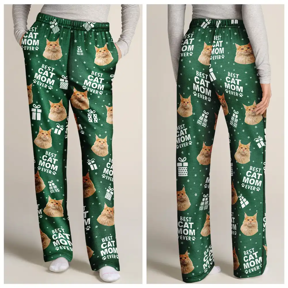 Custom Photo Christmas Gift Best Dog Cat Dad Mom Ever - Personalized Pajama Pants - Image 4