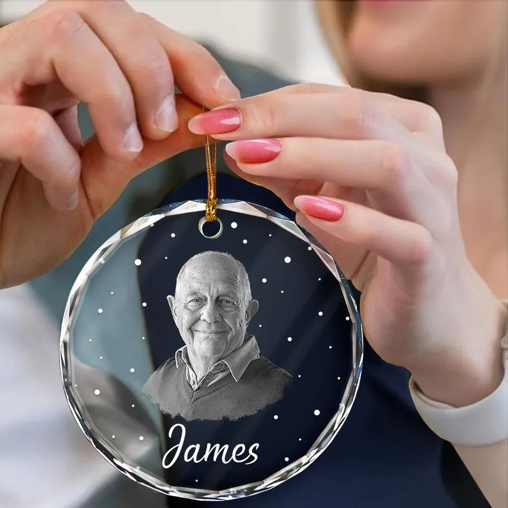 Custom Photo Christmas Gift For Family, Pet Lovers, Bestie - Personalized Circle Glass Ornament - Image 5