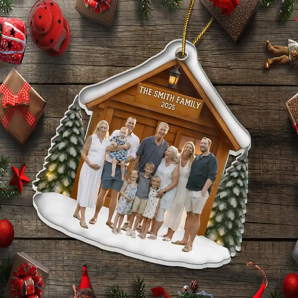 Custom Photo Christmas Happy Family - Personalized Custom Shaped Acrylic Ornament - Image 6