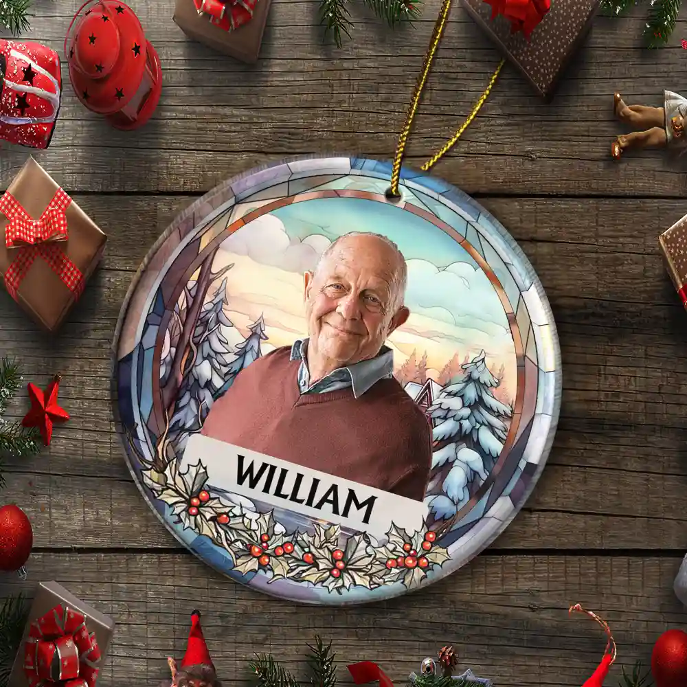 Custom Photo Christmas Memorial Family Dog Cat - Personalized Circle Acrylic Ornament - Image 6