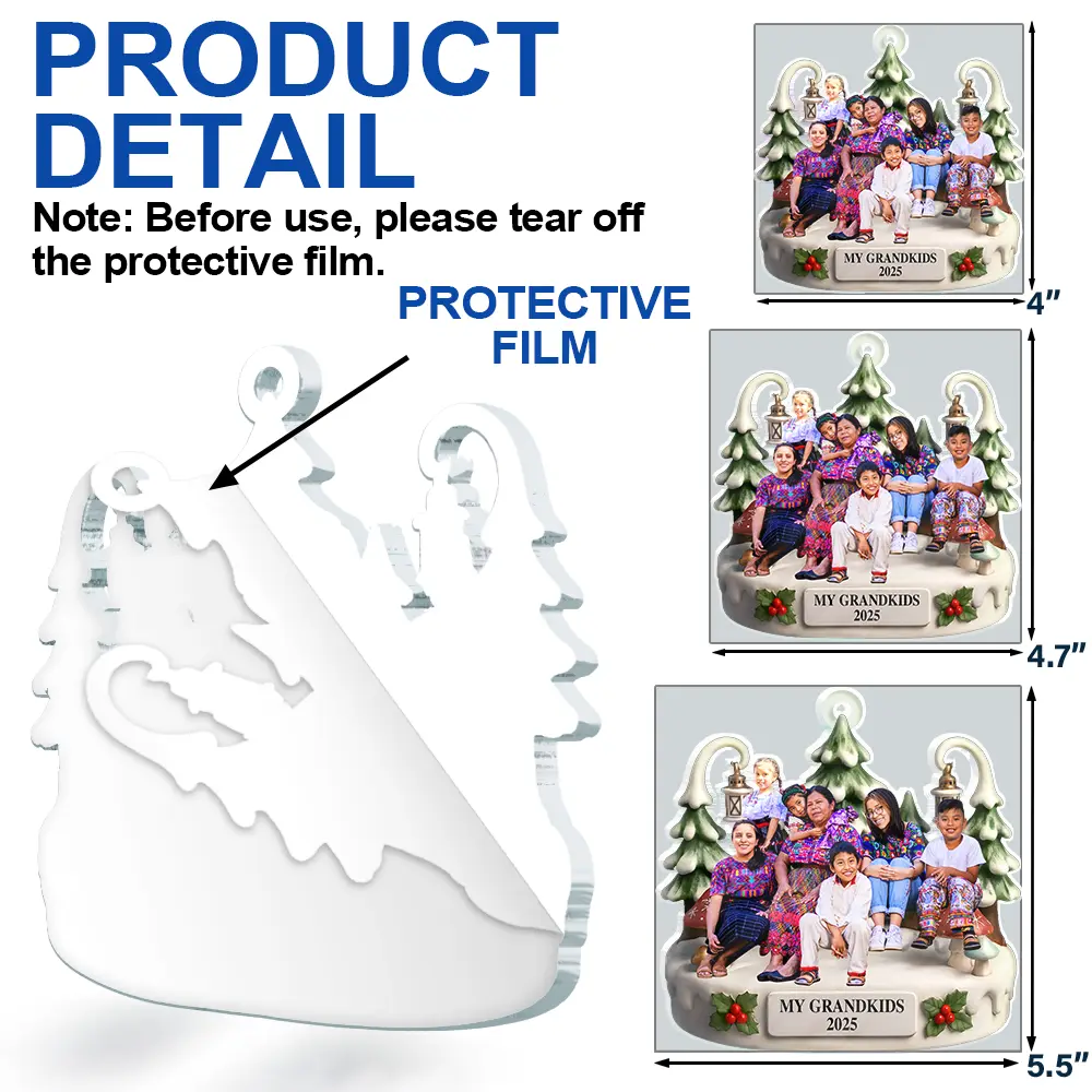 Custom Photo Christmas Our Grandkids - Personalized Custom Shaped Acrylic Ornament - Image 6