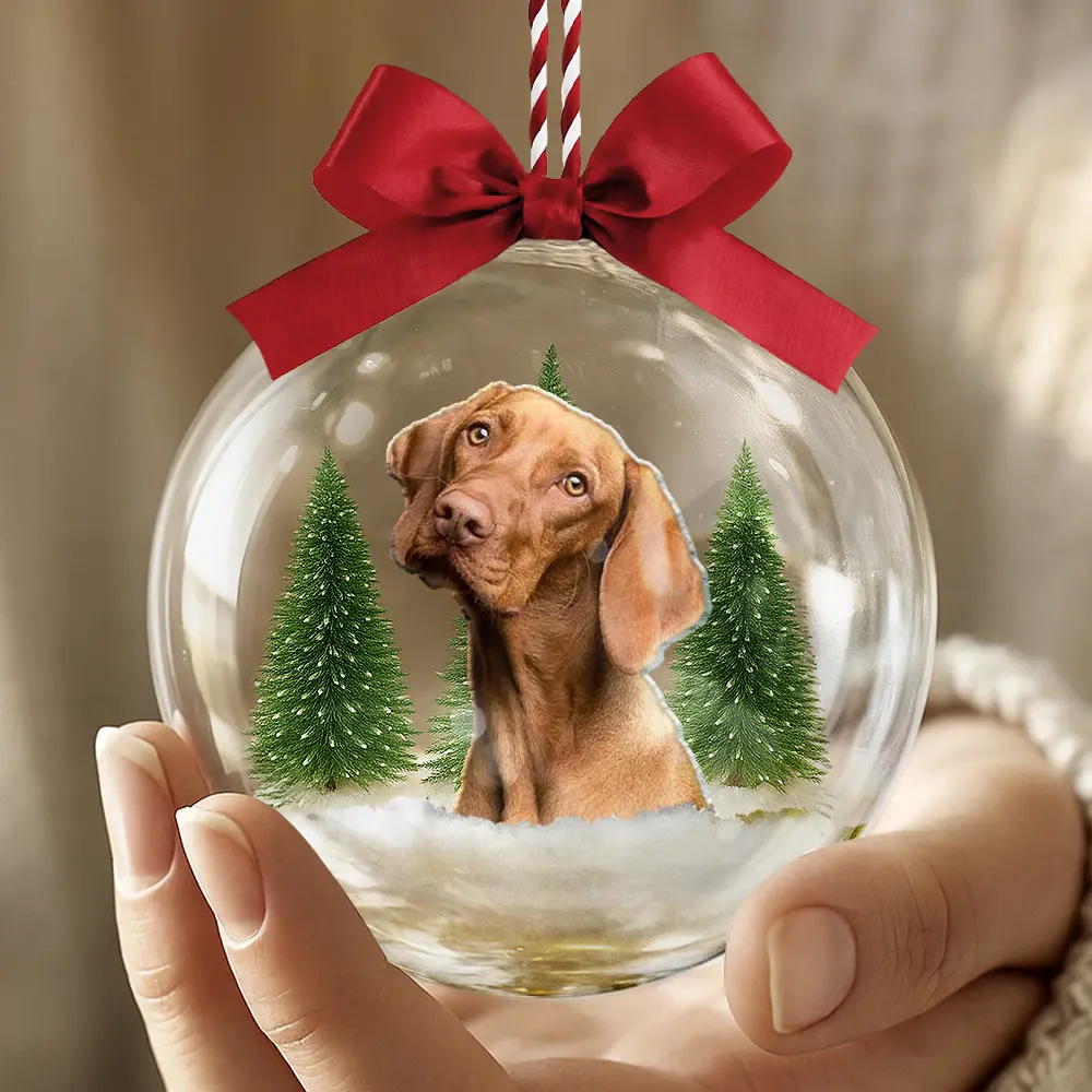 Custom Photo Christmas Pet Face Dog Cat Lover - Personalized 3D Acrylic Ball Ornament - Image 5