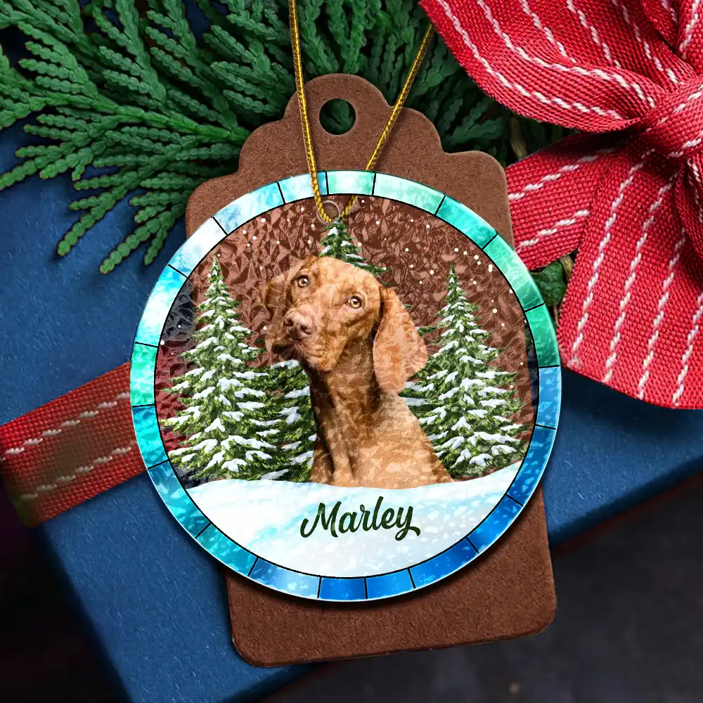 Custom Photo Christmas Pet Lovers - Personalized Stained Glass Ornament - Image 6