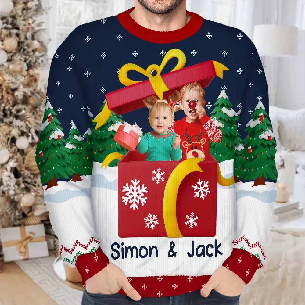 Custom Photo Christmas Present - Personalized Unisex Ugly Sweater - Image 5
