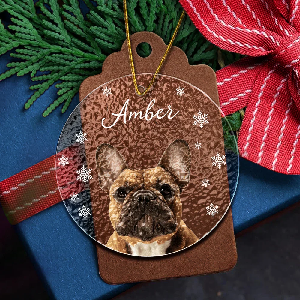 Custom Photo Christmas Puppy Picture - Personalized Stained Glass Ornament - Image 6