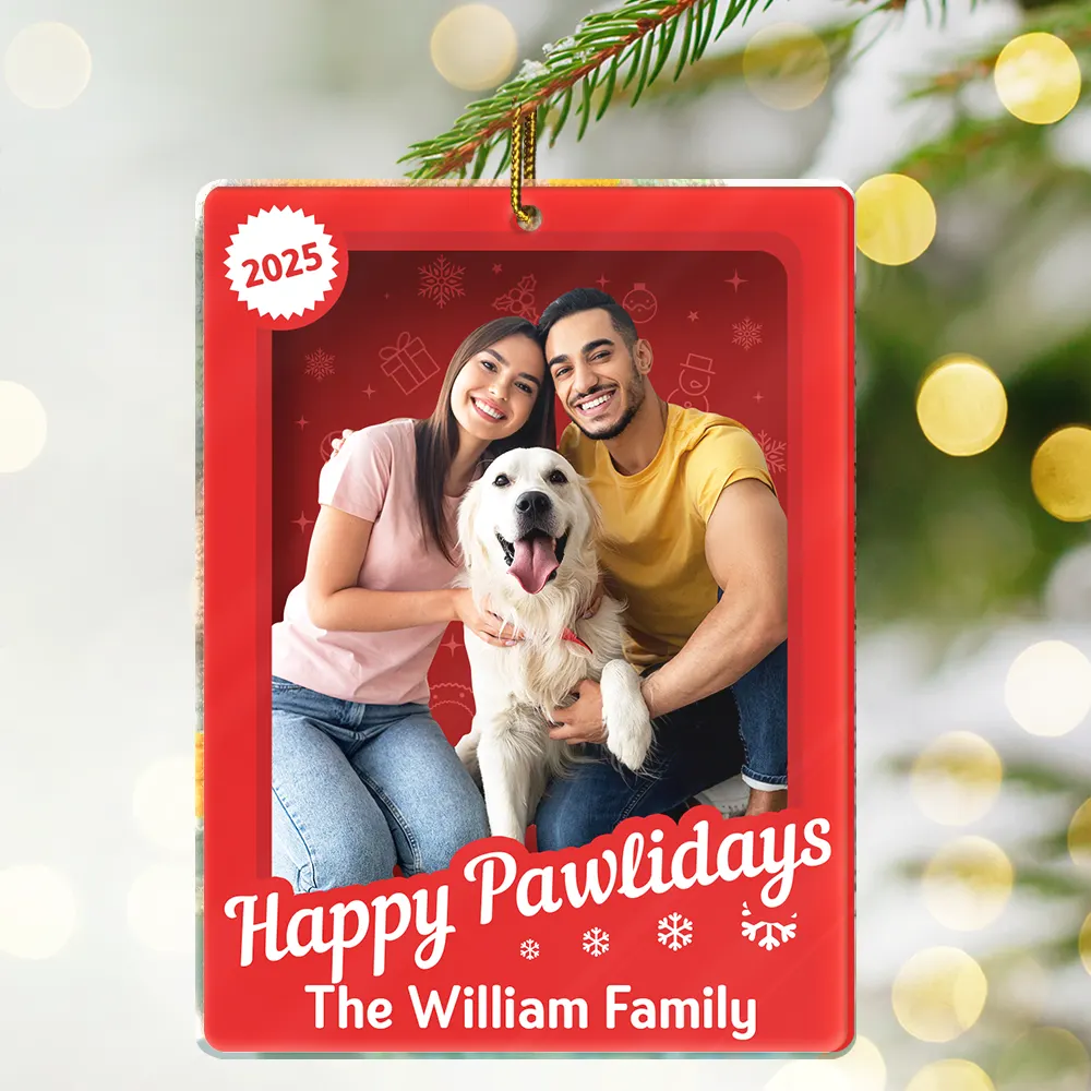Custom Photo Christmas Sitting Family Toy Box - Personalized Custom Shaped Acrylic Ornament - Image 3