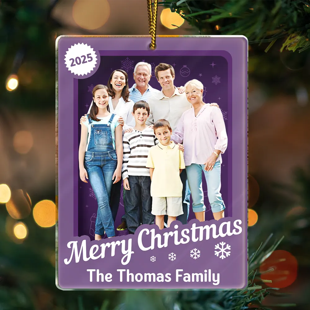 Custom Photo Christmas Sitting Family Toy Box - Personalized Custom Shaped Acrylic Ornament - Image 4